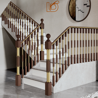 Rampe d'escalier de luxe sur mesure en cuivre et bois pour villa, main courante d'escalier moderne de style chinois, balustrade de sécurité pour balcon