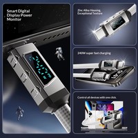 Kabel pengisian daya Super cepat, Earphone kamera untuk ponsel, ponsel, laptop, kepang nilon, kabel pengisian Super cepat, USB-C tipe-c 5A, tampilan Digital 240W 1.5m
