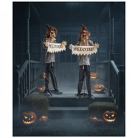 Épouvantail Électrique Autonome d'Halloween avec Son et Yeux Lumineux pour Jardin ou Maison Hantée