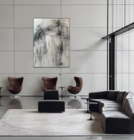 Peinture sur toile abstraite minimaliste Japandi personnalisée, art mural en tons de gris avec cadre noir, décoration moderne pour la maison