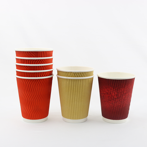 8OZ emportent les tasses de <span class=keywords><strong>carton</strong></span> bon marché conception de tasse de papier tasses de papier peint d'ondulation de 12OZ - Product Image 5