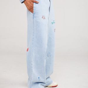 Pantalones Anchos de Mezclilla para Mujer, Diseño Personalizado, Bordado Completo, Estilo Boyfriend, Elásticos, de Alta Calidad - Product Image 5