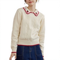 Pull en tricot à revers pour femmes personnalisé Oem & odm fraise fruit broderie câble motif