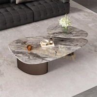 Xuanzhen Meubles de salon Ensemble de table basse intelligente italienne Table centrale en travertin en pierre de luxe Table basse en marbre moderne