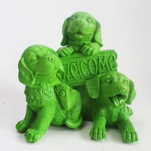 Klasik sevimli köpek hoş geldin yazısı 3D heykeli heykel özel reçine hayvan bahçe heykelciği ve açık havada sundurma dekor için figürler - Product Image 4
