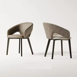 Modern Light Luxury Metal Leg <b>Dining</b> <b>Chair</b> With Curved Cutout Backrest For Hotel Lobby Apartment Restaurant Living Room - Product Image 1