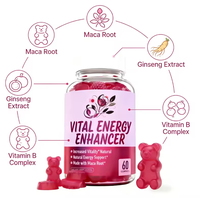 Gummies de Maca à Marque Blanche, Complément Naturel pour l'Énergie et la Vitalité des Adultes, 60 Unités