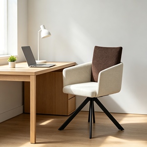 Chaise de salle à manger pivotante rembourrée moderne avec assise en tissu et pieds en métal, design contemporain, mobilier pour la maison - Product Image 2