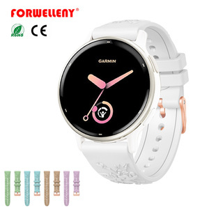 Correa Forwelleny de 20 mm para <span class=keywords><strong>Mujer</strong></span>, con Grabado Floral en Relieve, Silicona Blanca Suave, Ajustable y Cómoda para Huawei Watch GT5 - Product Image 1