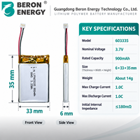 Baterai Lithium Ion 3.7V 900mAh Paket Baterai Isi Ulang untuk Perekam Suara Portabel Perekam Audio Digital Pabrik OEM