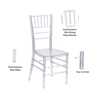 Chaises Chiavari empilables en résine transparente cristalline pour PC, vente en gros, directement du fabricant
