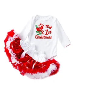 2024 new hot selling christmas dresses for little girls baby christmas romper tutu skirt 4pcs holidays costumes