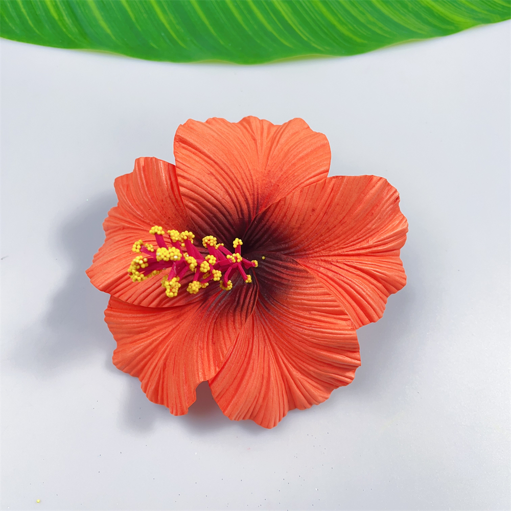 Fermaglio Capelli Hawaiano Con Fiore Di Ibisco - Accessorio Bohemien Per Spiaggia, Matrimoni O Feste - Foto 5