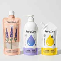 Vente en gros de sachets personnalisés en aluminium avec bec verseur, scellés sur 3 côtés, réutilisables, recyclables, biodégradables, imprimés, 18mm, 28mm, 5ml, 300ml, 3000ml