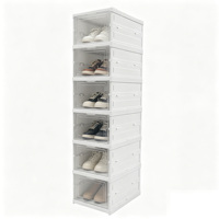 Meuble de rangement robuste à 6 niveaux avec porte transparente, étagère à chaussures empilable, idéal pour salle de bain et cuisine, design moderne
