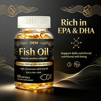 Gélules d'huile de poisson haute puissance OEM/ODM, 960 mg d'Oméga-3, favorise la santé cardiaque, 60 unités