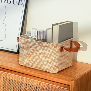 Panier de rangement en coton tissé, rectangulaire, grande capacité, organisateur domestique pour vêtements et articles divers, petites, moyennes et grandes tailles - Product Image 4