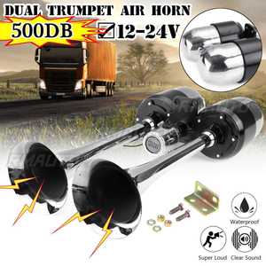 Kit de klaxon électrique à double trompette 500DB, klaxon à air chromé puissant, haut-parleur 12V/24V pour accessoires de train, camion, poids lourd - Product Image 1