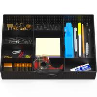 Organisateur de bureau en plastique moderne et simple, plateau à tiroirs, 9 compartiments réglables, noir, accessoires de rangement de bureau, haute qualité