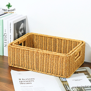 Nordischer Umweltfreundlicher Handgefertigter Runder Brotkorb aus Kunststoff und Weide mit Griff für Picknick, Obst und Aufbewahrung im Wohnzimmer - Product Image 5