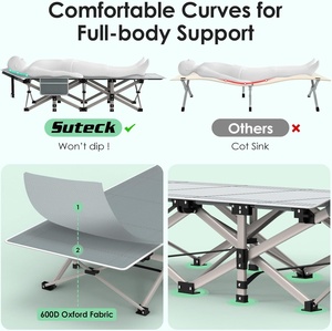 Portable Camping <b>Cot</b> Sturdy Metal Frame Daul-Layers 1200D Oxford Portable Lightweight Fabric Folding Bed With Removable Mattress - Product Image 5