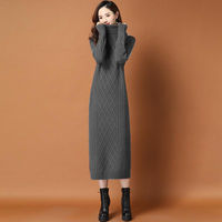 Robe pull en tricot à manches longues pour femme, nouvelle robe en tricot épaisse et chaude à col roulé, robe élégante pour femmes