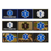 Patchs brodés PARAMEDIC Étoile de la Vie Bleue EMS, motif Serpent de Cuivre enroulé, en tissu denim écologique et PU