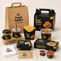 Boîtes en carton personnalisées pour emballages de restauration rapide, pliables, pour frites, poulet, hamburgers, à emporter, avec logo imprimé