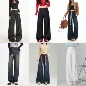 Nuevos Jeans de Pierna Recta Estilo Ins para <span class=keywords><strong>Mujer</strong></span>, de Talla Grande, Transpirables, de Secado Rápido y Resistentes al Desgaste, Pantalones de Trabajo para Dama - Product Image 4