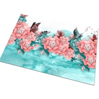 Fleurs et oiseaux tapis de porte confortable naturel pour salon cuisine buanderie tapis en caoutchouc tapis de protection