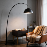 Lampadaire moderne en métal en forme d'arc, LED, température de couleur réglable, intensité variable, télécommande tactile, IRC 90, pour projets hôteliers