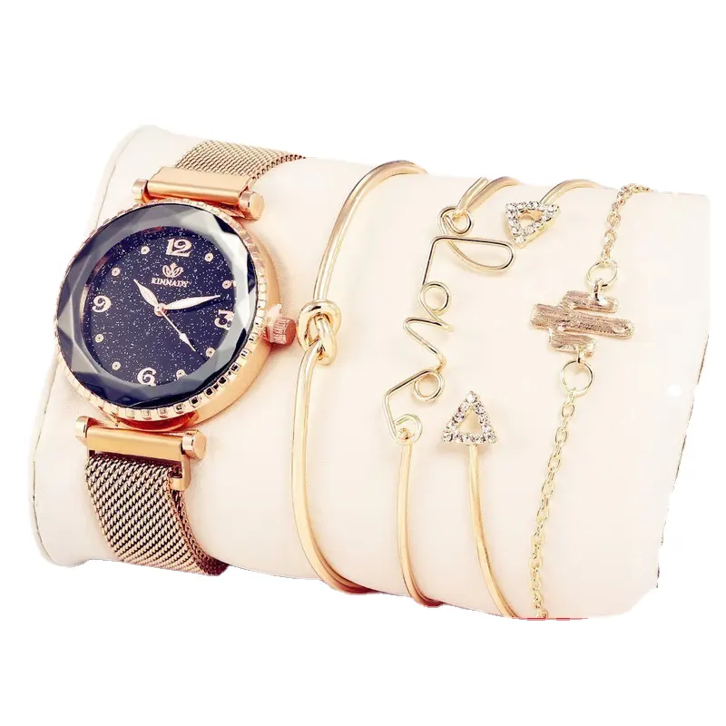 Hy 2312 New Star Đồng hồ thời trang Milan lưới thạch anh đồng hồ + Vòng đeo tay bộ 5 cái/