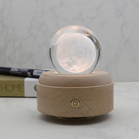 Lampe de lune 3D en forme de boule de cristal, Design populaire, lampe 3D en bois, interrupteur tactile, lampe moderne à Led