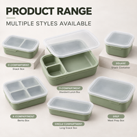 Boîte à lunch bento en silicone personnalisée à trois compartiments, corps moulé, couvercle transparent, boîte à lunch bento en silicone OEM pour la préparation des repas