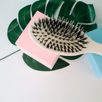 Brosse à cheveux en bois à poils de sanglier, étiquette privée OEM, logo personnalisé, outil démêlant pour perruques et extensions capillaires