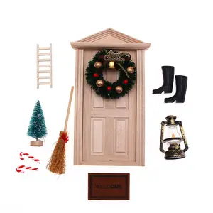 1:12 doll house 9 mini house Christmas door garden decoration shooting props miniature scene