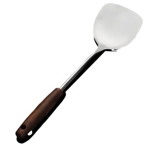 Ensemble spatule et cuillère à soupe en acier inoxydable, ustensiles de cuisine résistants à la chaleur avec manche en bois pour frire et remuer - Product Image 5