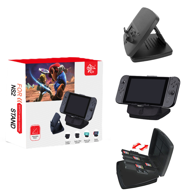 NS Card Storage Phone Stand Type-C Cable Compatible Wired Mobile Holder for Nintendo for Switch Series for Desk Car and Travel