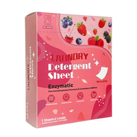Feuilles de lessive enzymatique parfum baies, sans plastique, concentrées, en bandes solides, mousse moyenne, emballage jetable