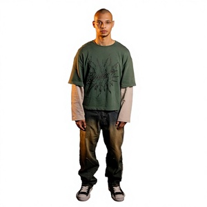 Sweat à capuche épais et respirant avec impression sérigraphiée vintage surdimensionnée, T-shirt formel pour homme grande taille en coton - Product Image 2