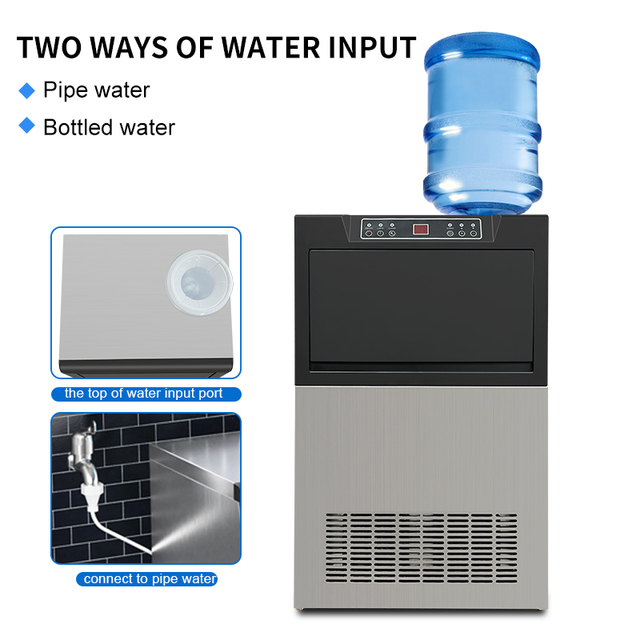 220V Electric Commercial Air-Cooled Cube Ice Maker 50kg Daily Output Stainless Steel for Bars Cafes Restaurants