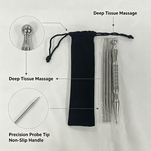 Stylo d'acupression double extrémité en acier inoxydable, outil de stimulation des méridiens pour la réflexologie des pieds et du visage - Product Image 5