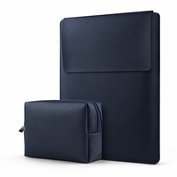 Housse pour ordinateur portable en cuir PU personnalisée de 17 pouces avec pochette pour accessoires, étui de protection multifonctionnel pour ordinateur portable pour les voyages d'affaires OEM ODM