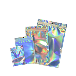 <span class=keywords><strong>Sac</strong></span> en plastique holographique transparent à fermeture éclair personnalisé avec logo sur un côté, <span class=keywords><strong>sac</strong></span> plat en mylar thermoscellable pour aliments, bonbons, accessoires pour écouteurs - Product Image 1