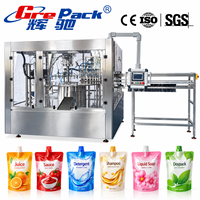 Machine automatique de remplissage et de bouchage de sachets à bec verseur rotatif pour ligne d'emballage de détergent, shampoing, lotion et liquides visqueux