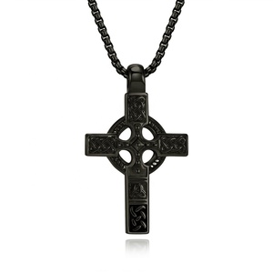 Collana vintage da uomo in oro 18k in acciaio inossidabile con nodo celtico con ciondolo a croce per preghiera <span class=keywords><strong>gioielli</strong></span> vyking - Product Image 6