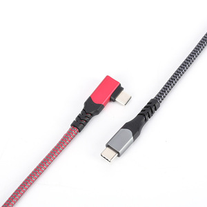 Lung Kay Type C Data <b>Cable</b> 0.5m Nylon Braided Red 90 Degree Angle High Speed Transmission <b>For</b> Phone <b>Computer</b> Power Bank - Product Image 4