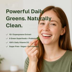 Gomitas SuperGreen OEM ODM para Adultos, Vitaminas y Minerales Esenciales, a Base de Plantas, Veganas, Sin Gluten, Sin Gelatina, Tónico Verde, Energía - Product Image 3