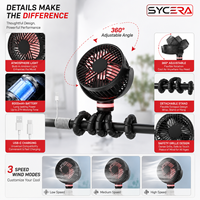 Ventilateur pieuvre rechargeable 8000 mAh, autonomie de 27 heures, jambes flexibles, veilleuse LED pour poussette, siège auto, berceau, bureau