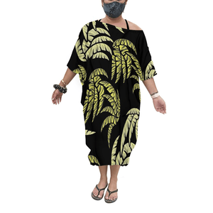 Neues schulterfreies Damen-Poncho-Kleid in Einheitsgröße mit polynesischem Print, Fledermausärmel-Shirt, individuelles, lockeres Damen-Poncho-Oberteil in freier Größe - Product Image 4